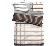 TOM TAILOR 0069920 Satin Bettwäsche Garnitur mit Kopfkissenbezug (Baumwolle) 1x 200x200 cm + 2X 80x80 cm, Cognac
