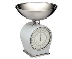 Kitchen Craft Mechanische Küchenwaage Living Nostalgia 4kg, Stahl, Grau/Silber, 30 x 18 x 18 cm