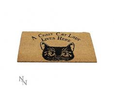 Nemesis Now Crazy Cat Lady Fußmatte, 2 cm, PVC-Rückseite, Braun