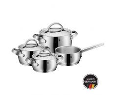 WMF Concento Topfset 4-teilig, Cromargan Edelstahl poliert, Töpfe mit Metalldeckel, Topf Induktion, Innenskalierung, Dampföffnung , unbeschichtet