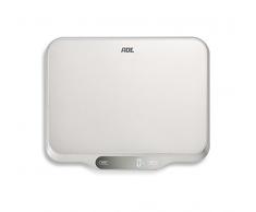 ADE Digitale Küchenwaage KE 1601 Ladina. Elektronische Waage mit XXL Wiegefläche aus Edelstahl für präzises Wiegen bis 15 kg. Mit Zuwiegefunktion (Tara), Auto-Hold. Inkl. Batterie. Silber