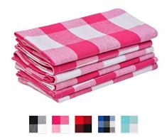Baumwollservietten - Serviettes - Stoffservietten Weiß - Stoffservietten Baumwolle - Servietten Baumwolle Weiß - Servietten Baumwolle rosa - 6er Set (18x18, karierte (Pink und Weiß))