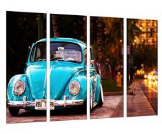 Wandbild - Weinlese-Blau, KÃ¤fer-Auto, 131 x 62 cm, Holzdruck - XXL Format - Kunstdruck, ref.26715