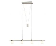 Brilliant Betsy LED Pendelleuchte Balken 4 flg 90cm höhenverstellbar eisen/weiß Glas 1440 Lumen, LED integriert