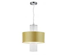 Reality Leuchten Pendelleuchte King R30483079, Schirm Goldfarbig, Behang Acryl klar, exkl. 3x E27