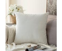 MIULEE Kissenbezüge, Samt, weich, dekorativ, quadratisch, für Sofa, Schlafzimmer, Auto 26x26 reinweß
