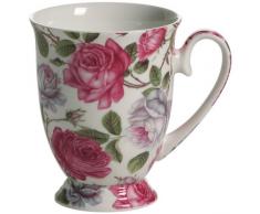 Maxwell & Williams S569462 Royal Old England Becher auf Fuß, Kaffeebecher, Tasse, Motiv: Teerose, in Geschenkbox, Porzellan