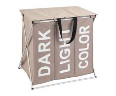 Wenko 62093100 Wäschesammler Trio Top-/Wäschekorb Fassungsvermögen: 118 l, 57 x 57 x 38 cm, taupe
