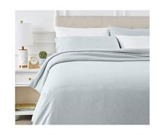 AmazonBasics - Bettwäsche-Set, Mikrofaser, melierter Stoff, 230 x 220 cm, Cyan (Cool Aqua)