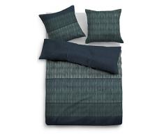 TOM TAILOR 0069916 Satin Bettwäsche Garnitur mit Kopfkissenbezug (Baumwolle) 1x 155x220 cm + 1x 80x80 cm, Indigoblau