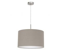 EGLO Pendellampe Pasteri, 1 flammige Textil Pendelleuchte, Hängeleuchte aus Stahl und Stoff, Farbe: Nickel matt, taupe, Fassung: E27, Ø: 38 cm