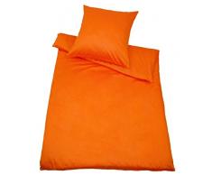 Kinzler B-10003/09 hochwertige Baumwoll-Satin Bettwäsche Uni, modern, 65x100 + 160x210 cm, orange