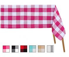 All Cotton and Linen Tischdecke Baumwolle - Baumwolle tischdecke - Rechteckige Tischdecke - Karierte tischdecke Baumwolle - Büffel Karo Tischtuch (Tischdecke (63 x 109), Karierte (pink & weiß))
