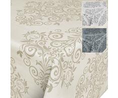 ANRO Wachstuchtischdecke Wachstuch Wachstischdecke Tischdecke abwaschbar Beige Rankenmuster Barock Arabeske 120 x 140cm, Frische