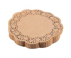 Spitzenpapierdeckchen - 250er-Pack runde dekorative Tischsets aus Papier für Kuchen, Desserts, gebackene Leckereien, ideal für Hochzeiten, formelle Eventdekoration - Braun, 22,9 cm im Durchmesser
