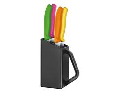Victorinox Swiss Classic 4-tlg. Messerblock bestückt, Steakmesser, Pizzamesser, Spülmaschinengeeignet, schwarz