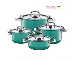 Silit Nature Green Topfset 4-teilig, Töpfe mit Metalldeckel, Silargan Funktionskeramik, Induktionstöpfe, Topf Induktion, grün