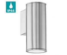 EGLO LED Außen-Wandlampe Riga, 1 flammige Außenleuchte, Wandleuchte aus Edelstahl, Farbe: Silber, IP44