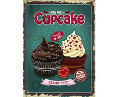 Xavax Schild Cupcake (26 x 35 cm, Vintage Blechschild mit Spruch, Dekoschild) bunt