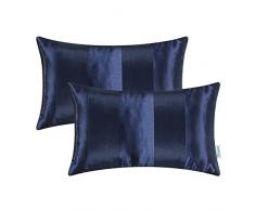 CaliTime Kissenbezüge Kissenhülle Packung mit 2 Kissenbezug Kissenbezüge Schalen für Couch Sofa Home Decoration Modern Shining & Dull Contrast Striped 30cm x 50cm Marineblau