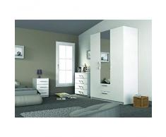 Links Nachttisch #604 weiß mit 3x Schublade aus Holz Nachtschränkchen