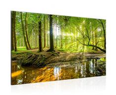 Bilder Wald Landschaft Wandbild Vlies - Leinwand Bild XXL Format Wandbilder Wohnzimmer Wohnung Deko Kunstdrucke Grün 1 Teilig - MADE IN GERMANY - Fertig zum Aufhängen 611714a