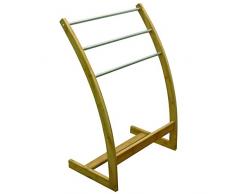 MSV Handtuchhalter Handtuchständer mit 3 Handtuchstangen Bambus Maße: ca. 85 x 57 x 35cm