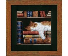 Vervaco Stickpackung Zählmuster Katze im Bücherregal Zählmusterpackung, Baumwolle, Mehrfarbig, 26.0 x 26.0 x 0.30000000000000004 cm, 1 Einheiten