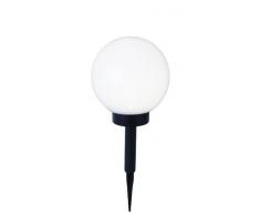 Best Season 477-77 LED-Solar-Kugel, Durchmesser 20 cm, 1 warm weiß LED, abnehmbarer Erdspieß mit Solarpanel, inklusive Akku, outdoor, Vierfarb-Karton, weiß