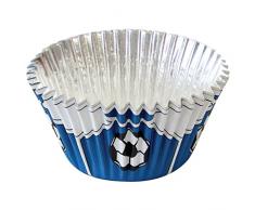 PME BC768 Foliengefütterte Backförmchen für Cupcakes, Motiv Blauer Fußball, Standardgröße mit tieferer Füllung, Packung mit 30 Stück, Kunststoff, Blue, 7 x 7 x 3.8 cm, Einheiten