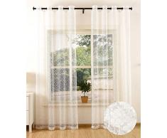 Gardine Netz Struktur mit Ösen einfarbig transparent Deko Vorhang Netzvorhang 2 Stück 245x140 Natur, 203522