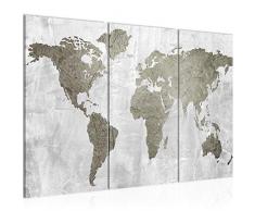 Bilder Weltkarte World Map Wandbild 120 x 80 cm Vlies - Leinwand Bild XXL Format Wandbilder Wohnzimmer Wohnung Deko Kunstdrucke Grün 3 Teilig - MADE IN GERMANY - Fertig zum Aufhängen 104331b