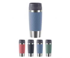 Emsa N2011800 Travel Mug Easy Twist Thermobecher, 0,36 L, Easy Quick-Press, Edelstahl-Isolierbecher, Schraubverschluss, 4h heiß/8h kalt, 100% dicht, auslaufsicher, 360°-Trinköffnung, aqua-blau