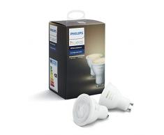 Philips Hue White Ambiance GU10 LED Spot 2-er Set, verschiedene Weißtöne, dimmbar, steuerbar via App, kompatibel mit Amazon Alexa