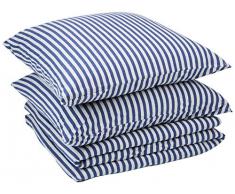 AmazonBasics - Bettwäsche-Set, Jersey, gestreift, 200 x 200 cm / 80 x 80 cm, Marineblau