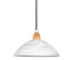 EGLO LORD 2 Hängeleuchte, Kunststoff, E27, 60 W, silber, nickel-matt, Buche