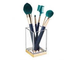 iDesign Clarity Trinkbecher, Badezimmer Becher zur Aufbewahrung aus Kunststoff, durchsichtig/goldfarben