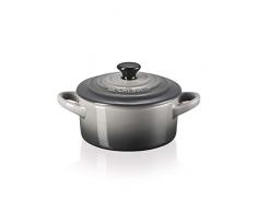 Le Creuset Mini-Cocotte/ Bräter, Rund, 200 ml, 10 x 5 cm, Steinzeug, Grau