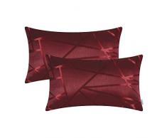 CaliTime Kissenbezüge Kissenhülle Packung mit 2 Dekokissenbezüge Cases für Couch Sofa Home Decor Modern Shining & Dull Kontrast Dreiecke Abstrakte Linien Geometrisch 30cm x 50cm Burgund