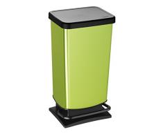 Rotho Paso Mülleimer 40 l mit geruchdichtem Deckel, Kunststoff (PP), grün metallic, 40 Liter (35,3 x 29,5 x 67,6 cm)