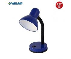 Velamp CHARLESTON Schreibtischlampe Attack E27 Glühbirne, LED-kompatibel, flexibler Arm, mit Kabel und Schalter, für Kinderzimmer, Schreibtisch, Arbeitszimmer, 41 W, Blau
