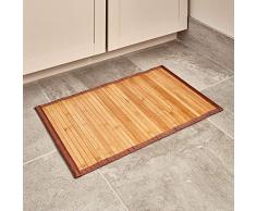iDesign rutschfeste Fußmatte, kleiner Duschvorleger aus Bambus, wasserabweisender Läufer für Badezimmer, Küche und Flur, hellbraun