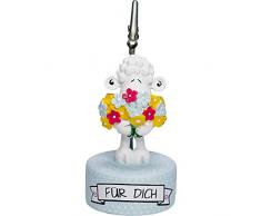 Die Geschenkewelt 45589 Sheepworld Fotohalter mit Spruch am Sockel, mit Schaf-Figur und Blumen, Hellblau, Höhe: 8 cm, Durchmesser: 4,5 cm, Geschenk