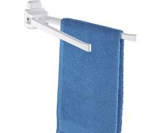 WENKO 17938100 Handtuchhalter Pure, 2 bewegliche Arme, Acrylnitril-Butadien-Styrol (ABS), 8 x 11 x 43 cm, Weiß