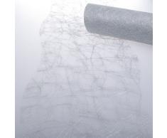 Deko AS GmbH Sizoweb Tischband Wellenschnitt Silber ca. 25 cm Rolle 25 Meter 64W 003-R