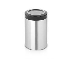 Brabantia 485565 Dose mit Fensterdeckel 1,4 L / Deckel Black Vorratsdose, Edelstahl, matt steel fingerprint proof, 37.5 x 25 x 20.5 cm