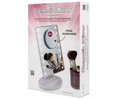 Out of the blue Schminkspiegel mit 16 LED und Lupenspiegel, Kunststoff, Weiß, 28 x 20 cm