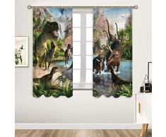 DEQI Vorhang für Kinderzimmer, Wohnzimmer, Küche, Schlafzimmer, 2 Paneele 29.5x 65 Dinosaurier-2