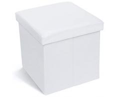 Tatkraft Blank Blanc Klappbarer Hocker mit Deckel, Faux Leather, weiß, 38x38x38CM