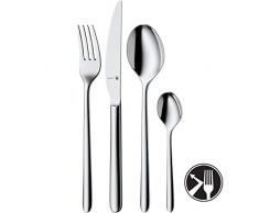 WMF Flame Besteckset, 6 Personen, 24-teilig, Monobloc-Messer, Cromargan protect Edelstahl poliert, glänzend, extrem kratzbeständig, spülmaschinengeeignet